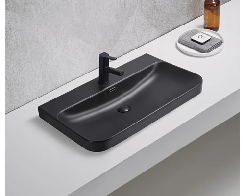 Раковина Gid Bm9580s 72211 встраиваемая сверху черная матовая 81x46.5x16.5