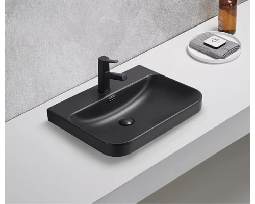 Раковина Gid Bm9560s 72210 встраиваемая сверху черная матовая 61x46.5x16