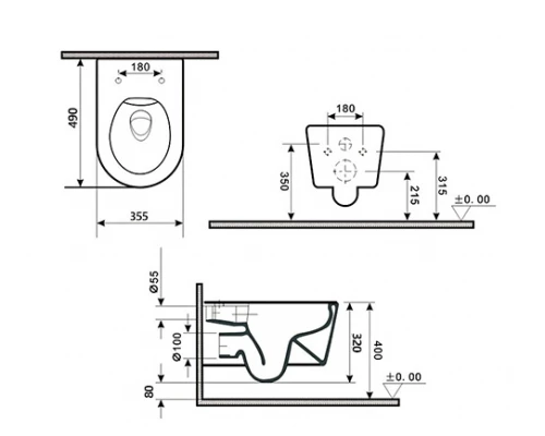 Унитаз подвесной Tornado Gid Tr2196TFX 62263Y белый 49x35.5x34