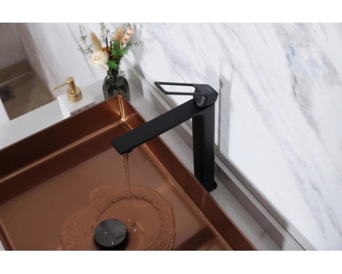 Смеситель высокий для раковины Gid Niagara L057-BM-D L057BMD черный матовый