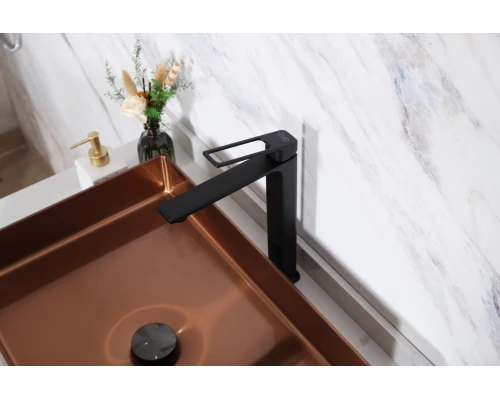 Смеситель высокий для раковины Gid Niagara L057-BM-D L057BMD черный матовый