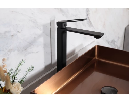 Смеситель высокий для раковины Gid Niagara L057-BM-D L057BMD черный матовый