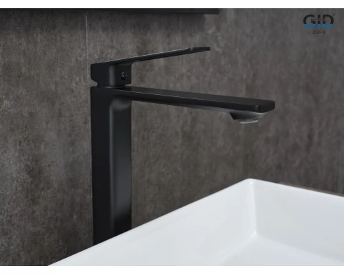 Смеситель высокий для раковины Gid Niagara L057-BM-D L057BMD черный матовый