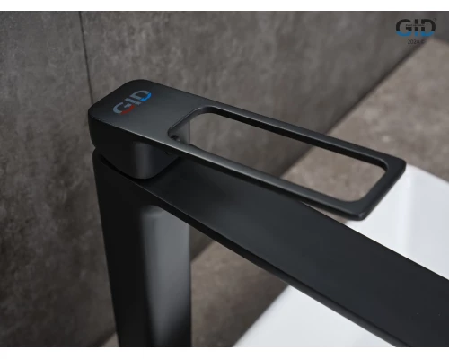 Смеситель высокий для раковины Gid Niagara L057-BM-D L057BMD черный матовый