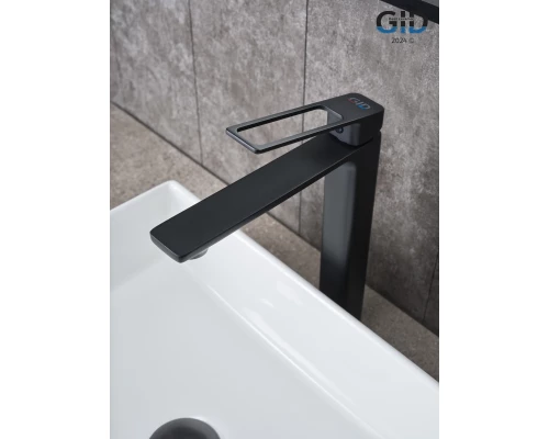 Смеситель высокий для раковины Gid Niagara L057-BM-D L057BMD черный матовый