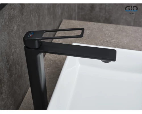 Смеситель высокий для раковины Gid Niagara L057-BM-D L057BMD черный матовый