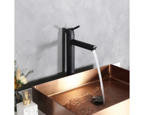 Смеситель высокий для раковины Gid Berlin SS080-BM-D SS080BMD черный матовый