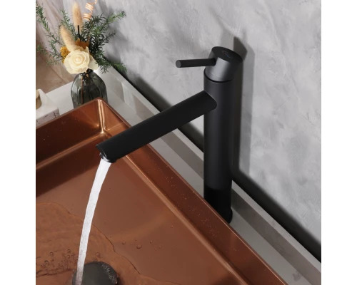 Смеситель высокий для раковины Gid Berlin SS080-BM-D SS080BMD черный матовый