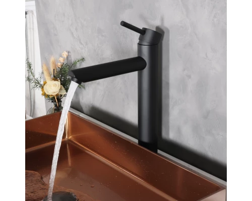 Смеситель высокий для раковины Gid Berlin SS080-BM-D SS080BMD черный матовый