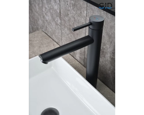 Смеситель высокий для раковины Gid Berlin SS080-BM-D SS080BMD черный матовый