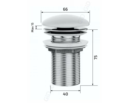 Донный клапан Gid без перелива Whm100 74403K белый матовый 7x7x10