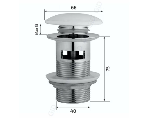 Донный клапан Gid с переливом Wh100-1 71102K белый 7x7x10
