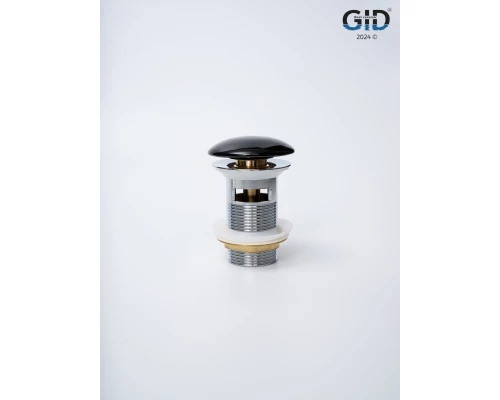 Донный клапан Gid  с переливом Bl100-1 72202K черный глянцевый 7x7x10