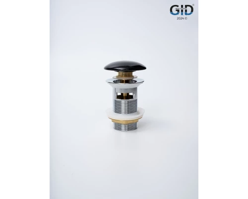 Донный клапан Gid  с переливом Bl100-1 72202K черный глянцевый 7x7x10