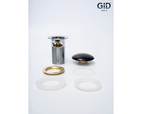 Донный клапан Gid  с переливом Bl100-1 72202K черный глянцевый 7x7x10