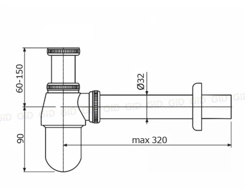 Сифон для раковины Gid G-56CH 75502S хром