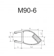 Уплотнитель для душевых ограждений Gutewetter M90-6 магнитный под угол 45° для стекла 6 мм