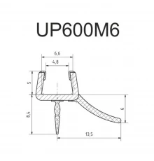 Уплотнитель для душевых ограждений Gutewetter UP600-M6 водоотводный нижний дверной для стекла 6 мм