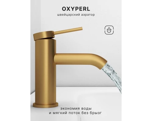 Смеситель д/раковины Abelsberg Fluida ERF22001BG, королевское золото