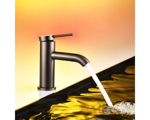 Смеситель д/раковины Abelsberg Fluida ERF22001GM, космическая сталь