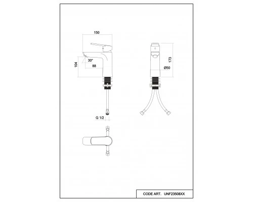 Смеситель д/раковины Abelsberg Lineara UNF23508MB, вулканический черный