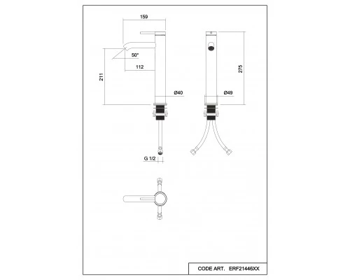 Смеситель д/раковины Abelsberg Fluida ERF22003CH высокий, глянцевый хром