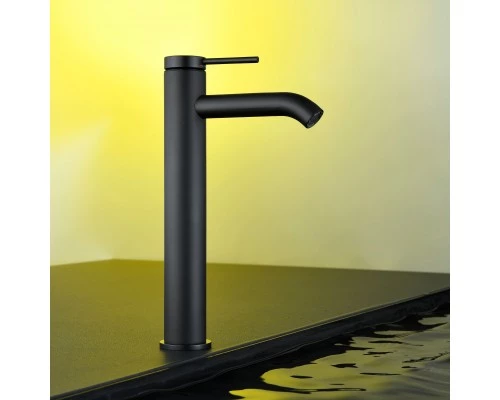 Смеситель д/раковины Abelsberg Fluida ERF22003MB высокий, вулканический черный