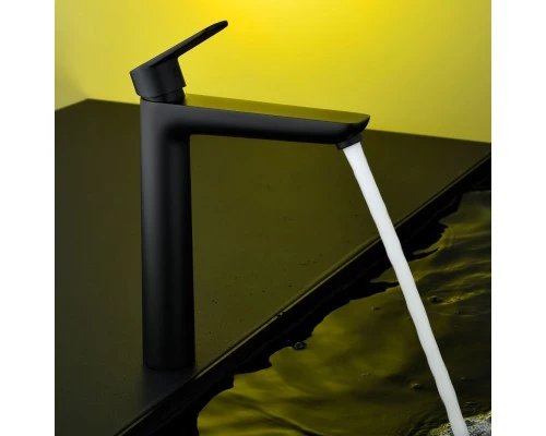 Смеситель д/раковины Abelsberg Lineara UNF23509MB высокий, вулканический черный