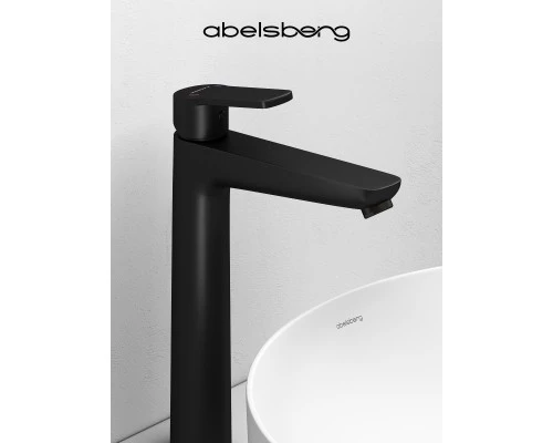 Смеситель д/раковины Abelsberg Lineara UNF23509MB высокий, вулканический черный
