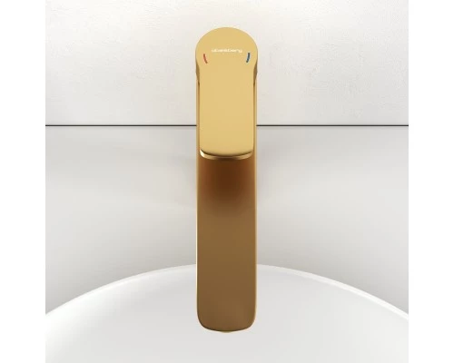 Смеситель д/раковины Abelsberg Lineara UNF23509BG высокий, королевское золото