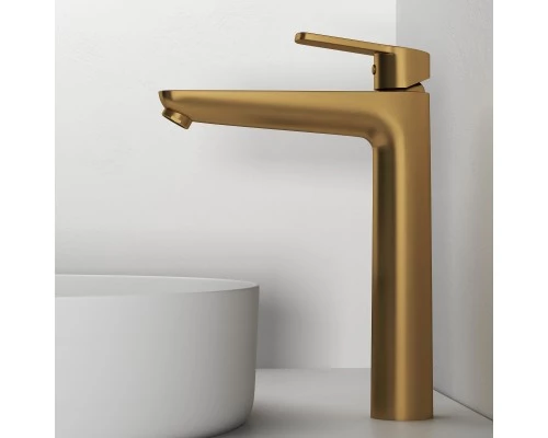 Смеситель д/раковины Abelsberg Lineara UNF23509BG высокий, королевское золото