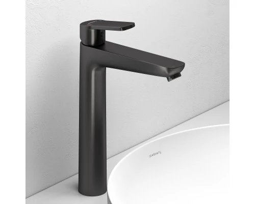 Смеситель д/раковины Abelsberg Lineara UNF23509GM высокий, космическая сталь