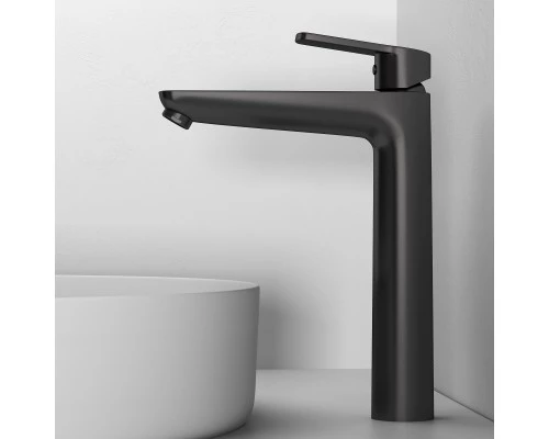 Смеситель д/раковины Abelsberg Lineara UNF23509GM высокий, космическая сталь