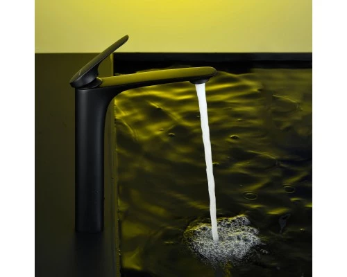 Смеситель д/раковины Abelsberg Perfecta INF60102MB высокий, вулканический черный