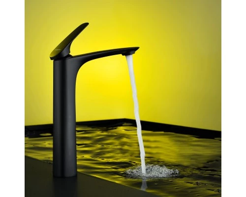 Смеситель д/раковины Abelsberg Perfecta INF60102MB высокий, вулканический черный