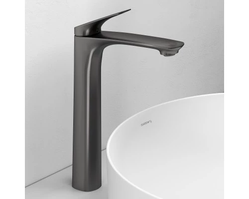 Смеситель д/раковины Abelsberg Perfecta INF60102GM высокий, космическая сталь