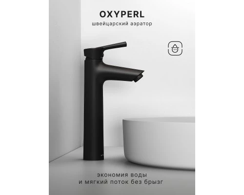 Смеситель д/раковины Abelsberg Solida AMF20091MB высокий, вулканический черный