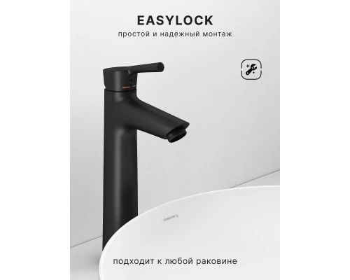 Смеситель д/раковины Abelsberg Solida AMF20091MB высокий, вулканический черный