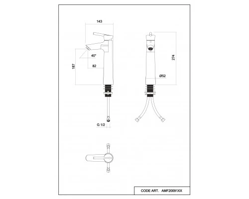 Смеситель д/раковины Abelsberg Solida AMF20091MB высокий, вулканический черный