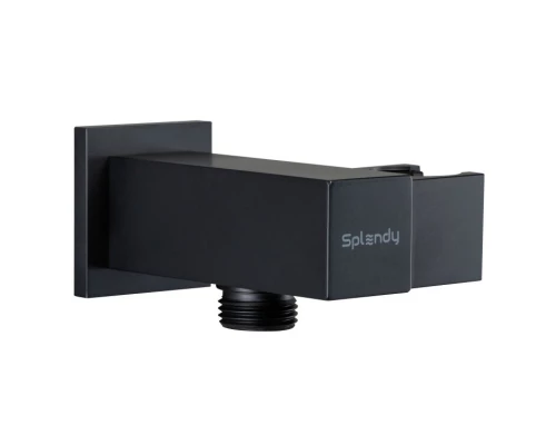 Шланговое подсоединение Splendy с квадратным отражателем и держателем, черный матовый, AA215YSLBM