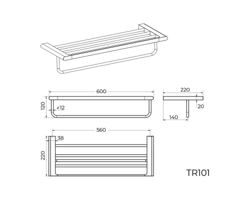 Полка для полотенец Knotlor TR101GM, оружейная сталь