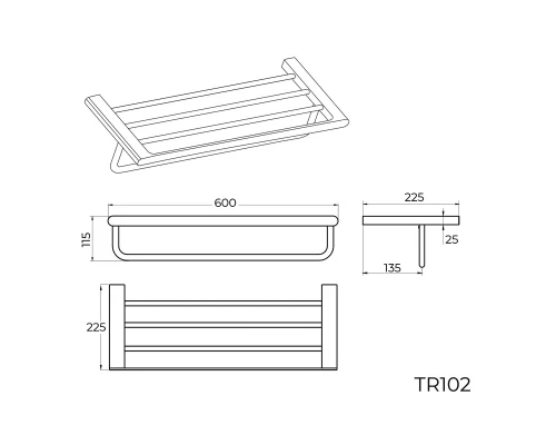 Полка для полотенец Knotlor  TR102C, хром