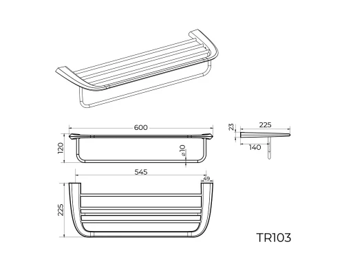 Полка для полотенец Knotlor  TR103C, хром