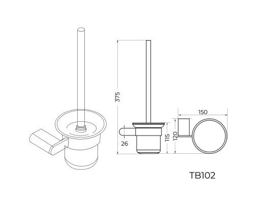 Ершик для унитаза Knotlor TB102GM, оружейная сталь