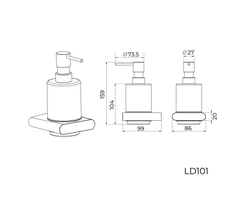 Дозатор жидкого мыла Knotlor LD101GM, оружейная сталь