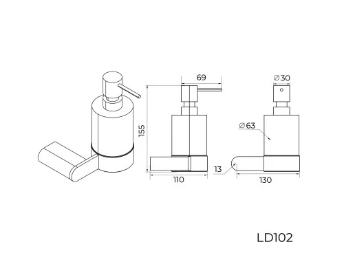 Дозатор жидкого мыла Knotlor LD102C, хром