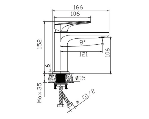 Cмеситель для раковины KNOTLOR KN-80/GM, вороненая сталь