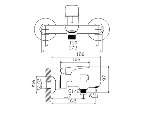 Смеситель для ванны Knotlor KN-82, хром
