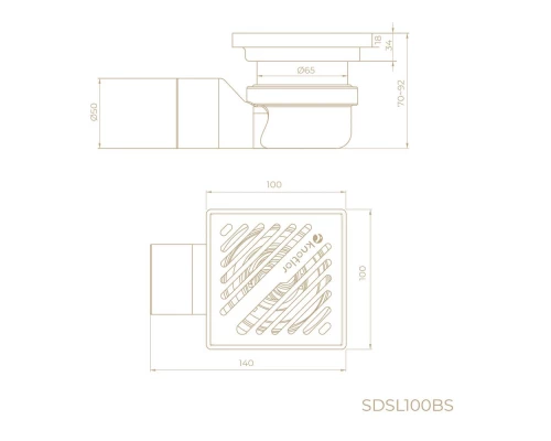 Душевой трап точечный Knotlor SDSL100BS, матовая сталь