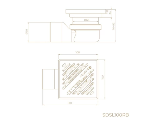 Душевой трап точечный Knotlor SDSL100RB, бронза